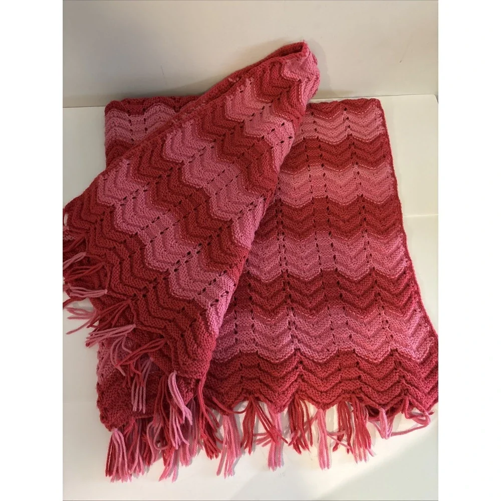 Homemade Afghan Blanket Crochet In Chevron Pattern